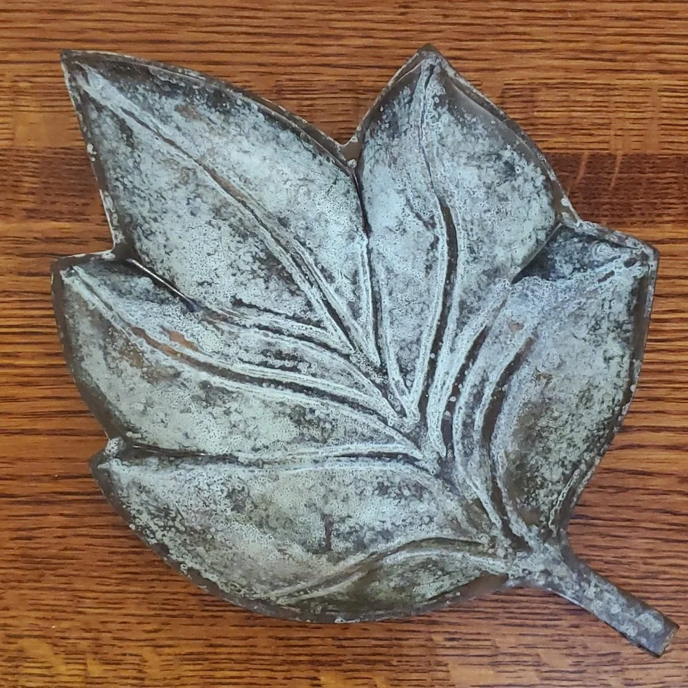 Patina Metal Candle Holder / Tray